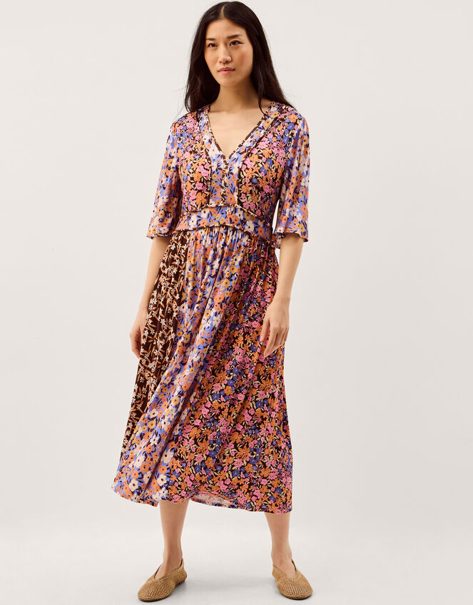 Ceri Floral Print Jersey Midi Dress, Multi (MULTI), large