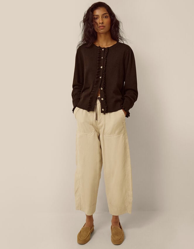 Ruby Frill Cardigan, Brown (CHOCOLATE), large