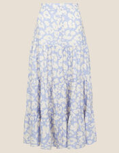 Animal Print Tiered Skirt, Blue (BLUE), large