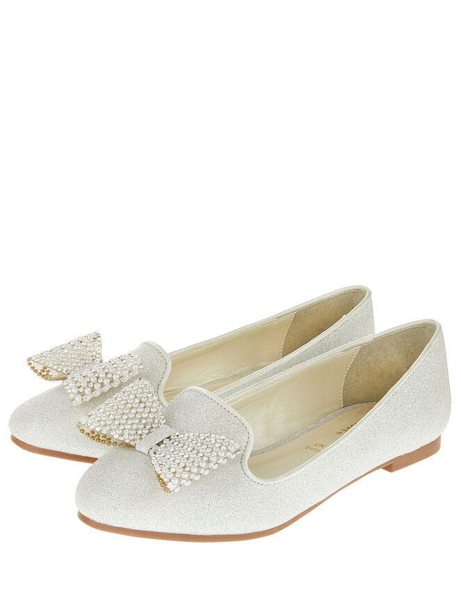 Sylvia Pearl Dazzle Bow Slippers, Ivory (IVORY), large