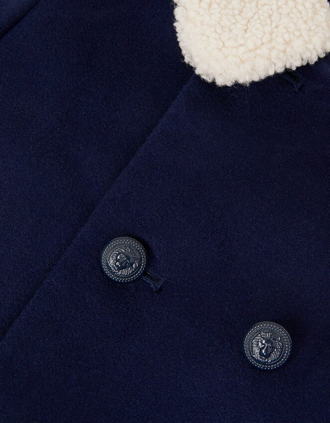 Borg Collar Pea Coat, Blue (NAVY), large