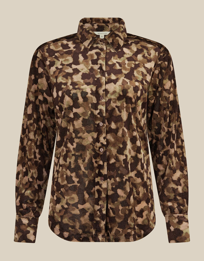 Miranda Abstract Print Mesh Jersey Shirt, Green (KHAKI), large