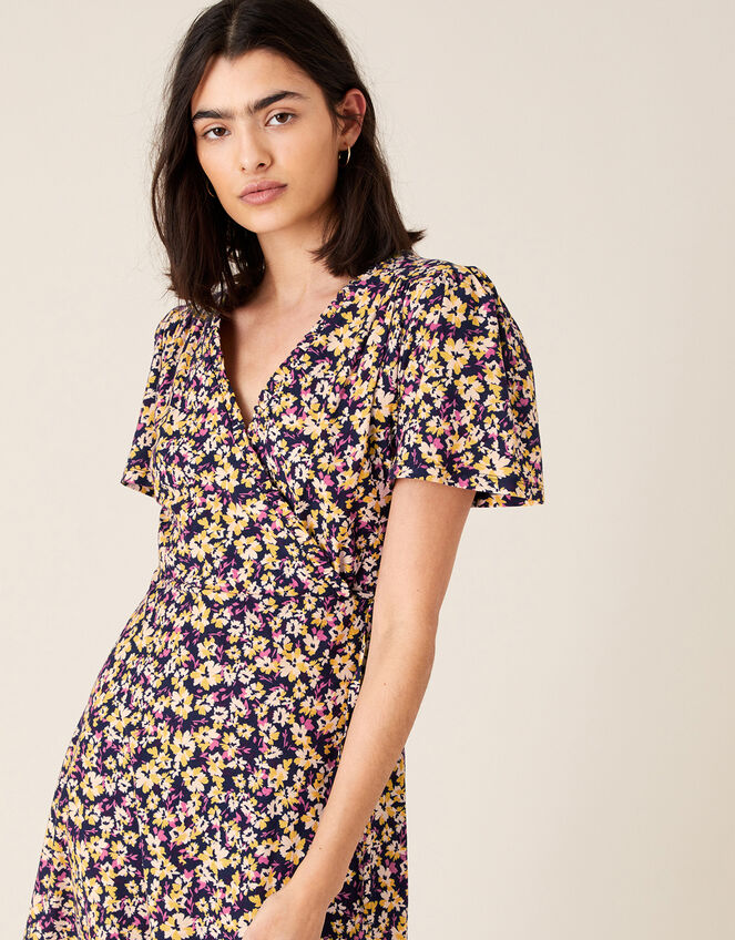 Missie Floral Dress in Organic Cotton, Blue (NAVY), large