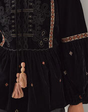 Noni Embroidered Velvet Long Sleeve Top , Black (BLACK), large