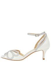 Glitter and Satin Bridal Kitten Sandals, Ivory (IVORY), large