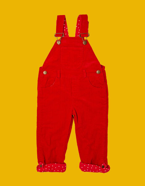 Dotty Dungarees Corduroy Dungarees, Red (RED), large