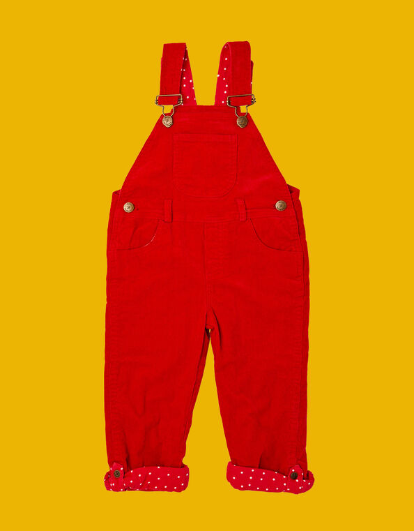 Dotty Dungarees Corduroy Dungarees, Red (RED), large