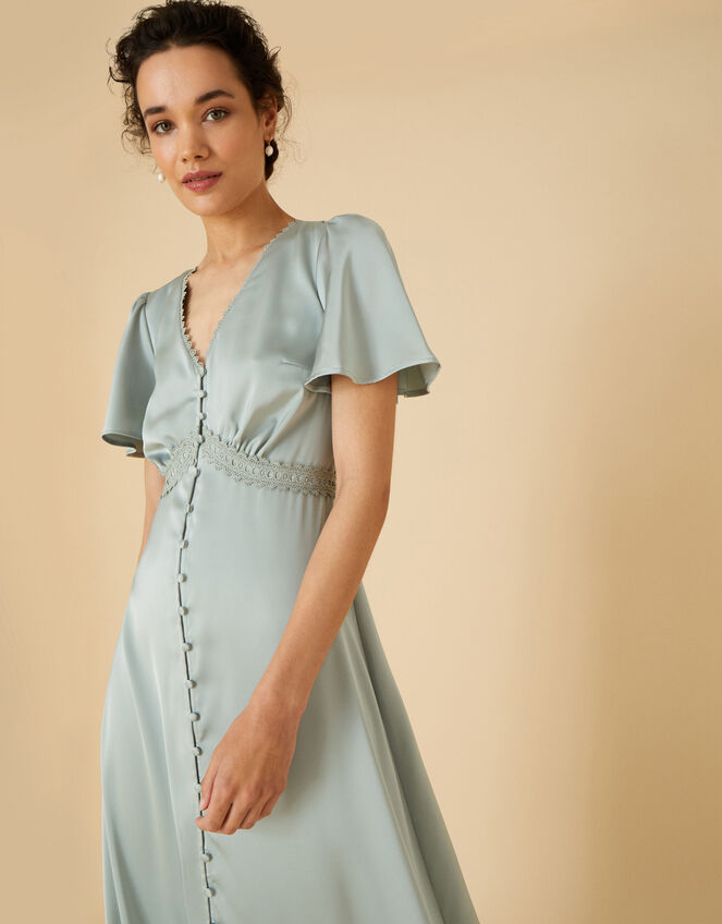 Ivy Satin Lace Maxi Dress, Green (GREEN), large