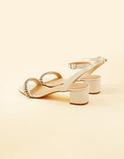 Embellished Low Block Heel Bridal Sandals, Ivory (IVORY), large
