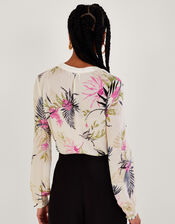 Elsie Floral Print Blouse in Sustainable Viscose, Ivory (IVORY), large