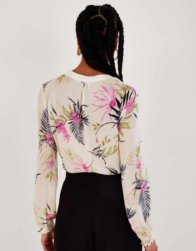 Elsie Floral Print Blouse in Sustainable Viscose, Ivory (IVORY), large