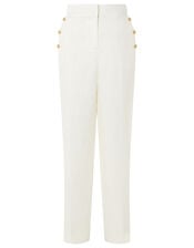 Smart Shorter Length Trousers in Linen Blend, White (WHITE), large