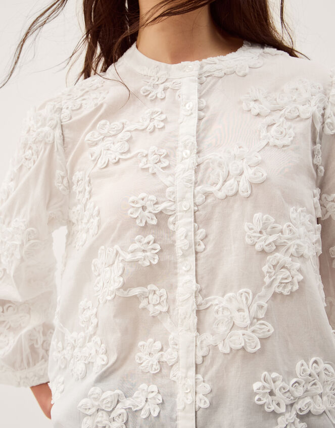 Blair Floral Embroidered Blouse, White (WHITE), large