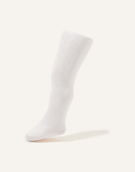 Baby 35 Denier Bridal Spot Tights, White (WHITE), large