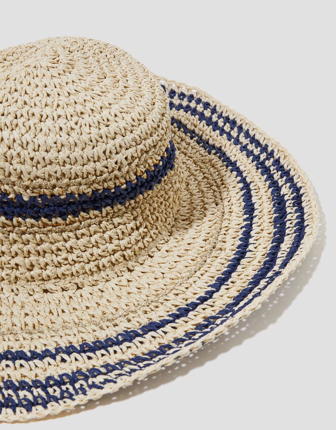 Mona Stripe Straw Sun Hat, , large