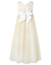 Lilly Gold Tulle and Lace Maxi Dress, Gold (GOLD), large