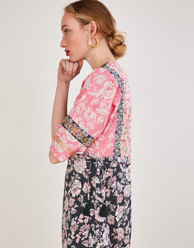 Premium Floral Print Dress in Sustainable Cotton, Pink (PINK), large
