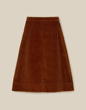 Nicky Corduroy Midi Skirt, Brown (COGNAC), large