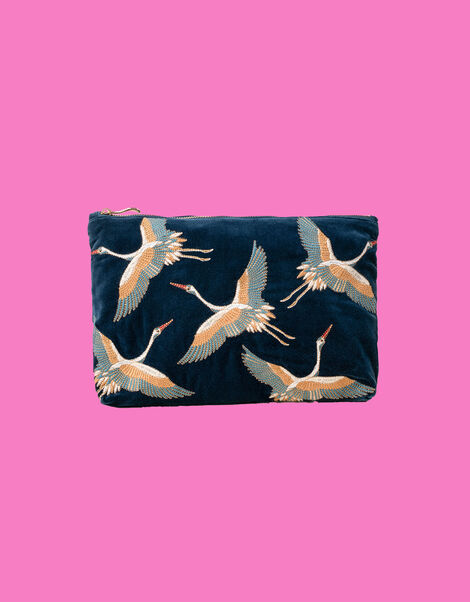 Elizabeth Scarlett Crane Velvet Pouch, , large