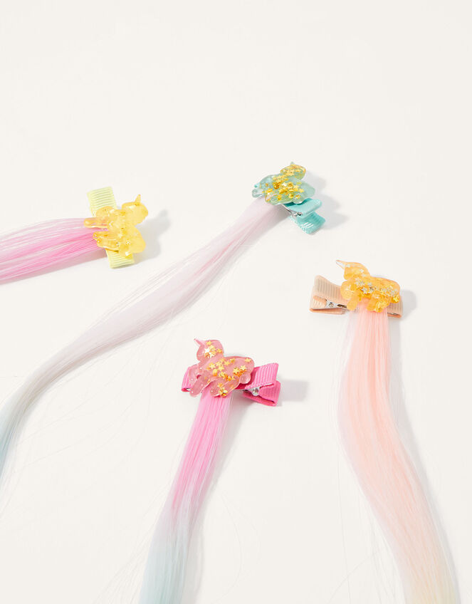 Rainbow Unicorn Faux Hair Clip Set, , large