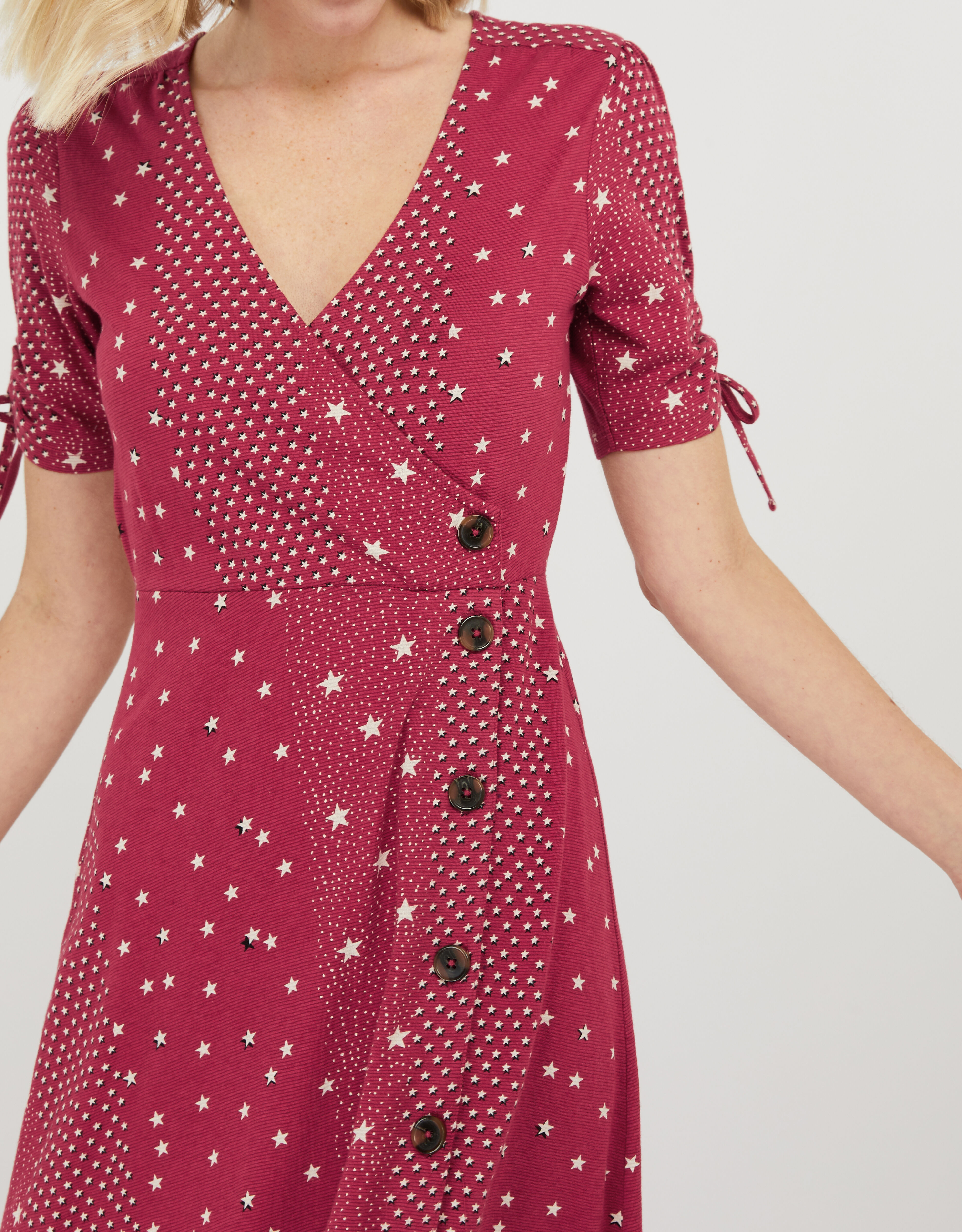 red jersey midi dress