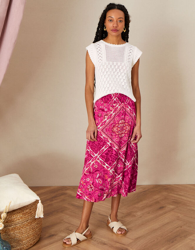 Scarf Jersey Maxi Skirt with LENZING™ ECOVERO™, Pink (PINK), large