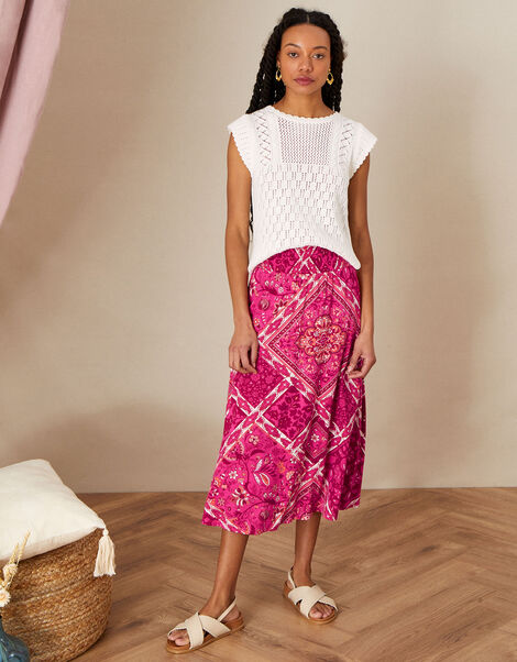 Scarf Jersey Maxi Skirt with LENZING™ ECOVERO™ Pink, Pink (PINK), large