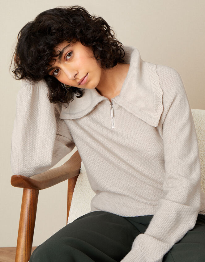 Lilly Lounge Zip Jumper , Camel (OATMEAL), large