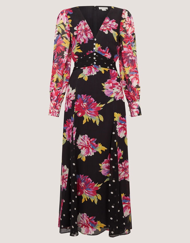 Kiri Floral Print Maxi Dress, Black (BLACK), large