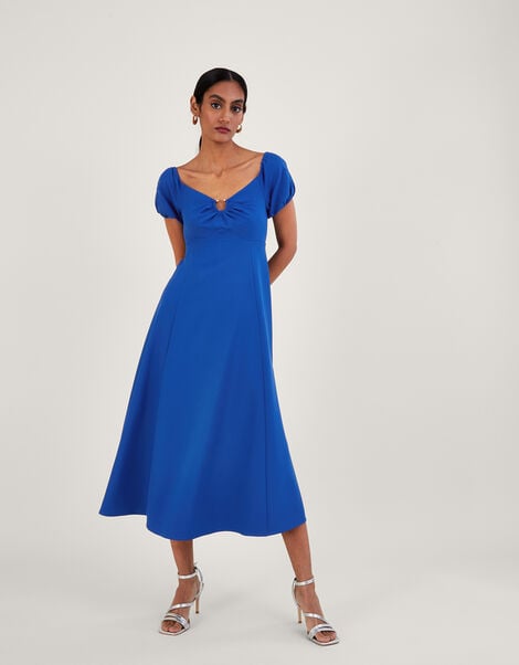 Katie Ring Detail Bardot Dress Blue, Blue (COBALT), large