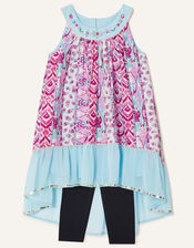 Aztec Tunic Top and Leggings Set, Pink (PINK), large