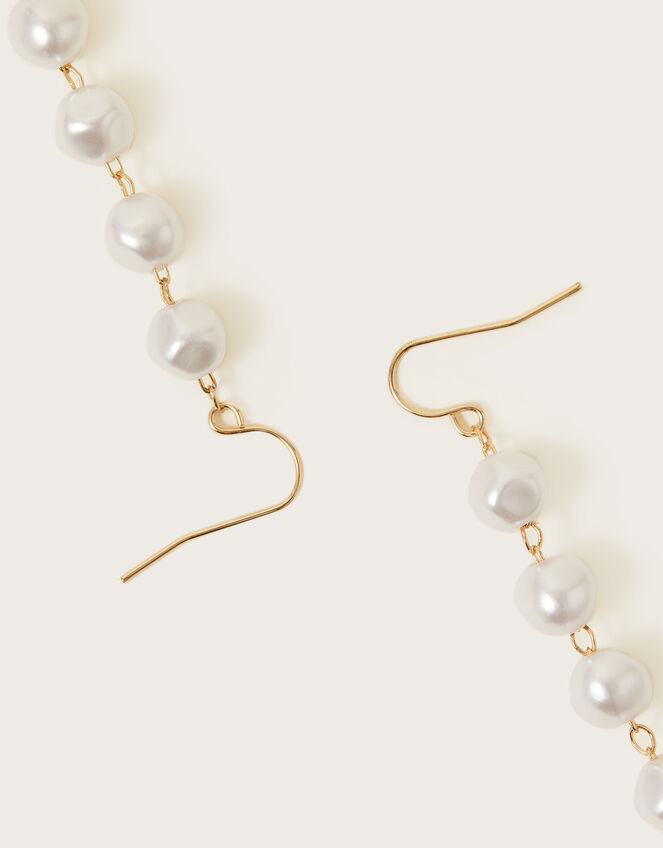 Pearl Long Drop Earrings, , large