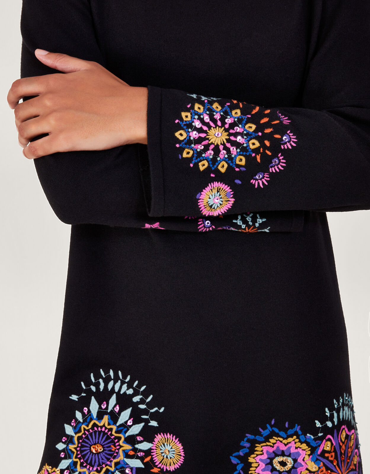 Monsoon black embroidered dress shop