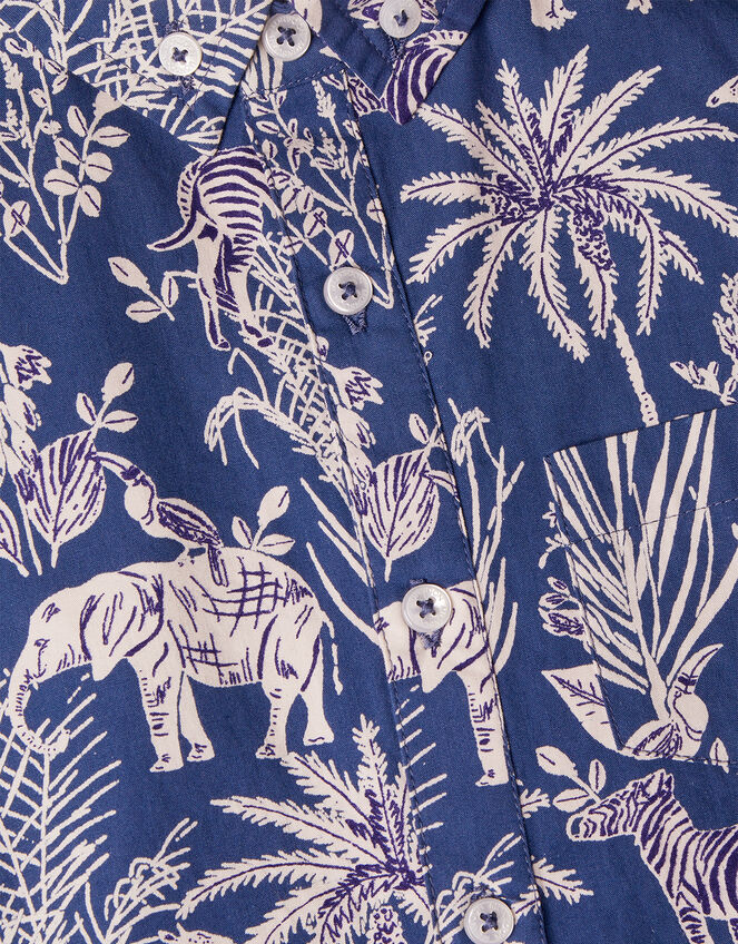 Safari Animal Print Shirt WWF-UK Collaboration, Blue (NAVY), large
