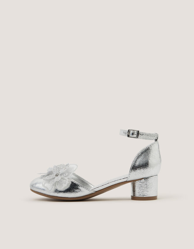 Diamant&eacute; Flower Block Heels, Silver (SILVER), large