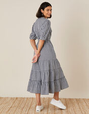 Gingham Wrap Dress, Black (BLACK), large