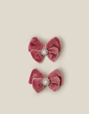 2-Pack Velour Bow Hair Clips, , large
