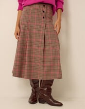 Shelly Check Midi Skirt, Natural (NATURAL), large