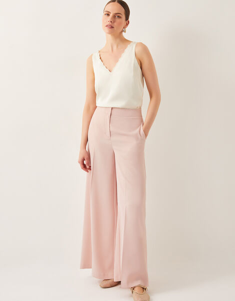 Ruth Wide Leg Trousers, Pink (PALE PINK), large
