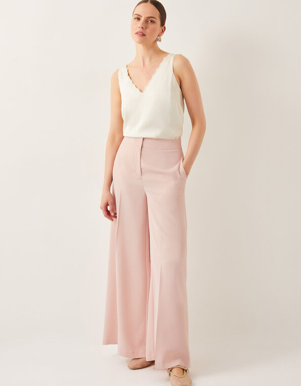 Ruth Wide Leg Trousers, Pink (PALE PINK), large