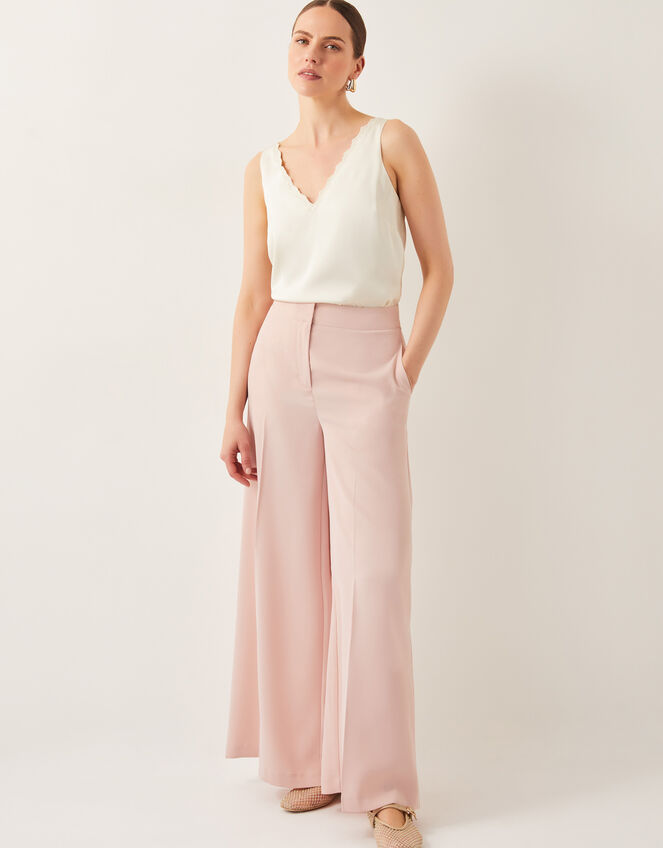 Ruth Wide Leg Trousers, Pink (PALE PINK), large