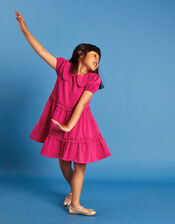 Collar Ruffle Detail Dress, Pink (BRIGHT PINK), large