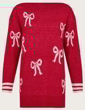Mia Mini Bow Knit Jumper, Red (RED), large