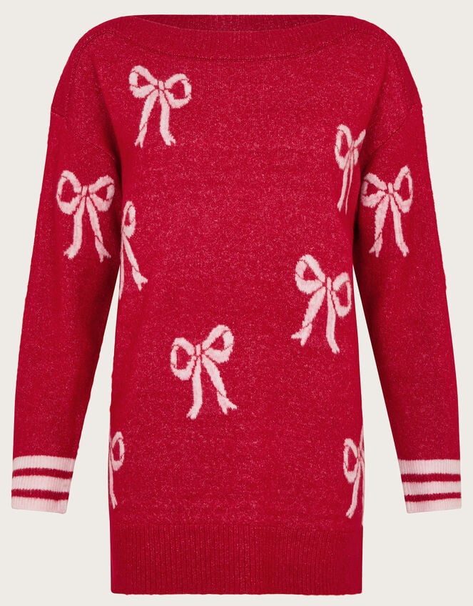 Mia Mini Bow Knit Jumper, Red (RED), large