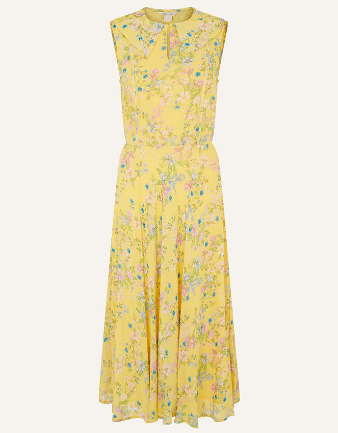 Sylvie Printed Midi Dress, Yellow (YELLOW), large