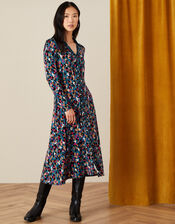 Aria Animal Print Shirt Dress, Teal (TEAL), large