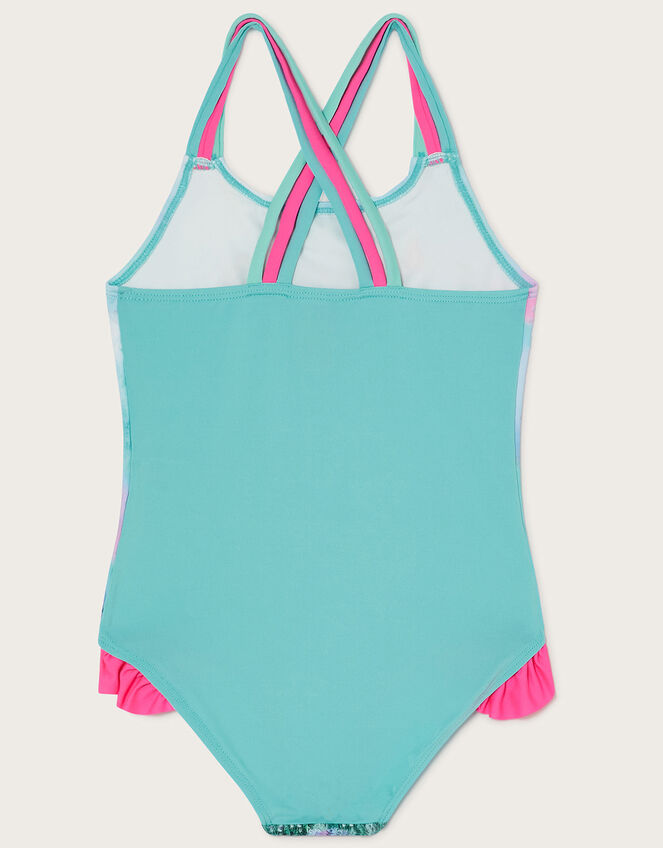Rainbow Unicorn Swimsuit, Blue (BLUE), large