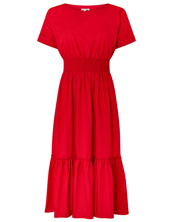 Pippa Poplin Dress in Organic Cotton, Red (RED), large