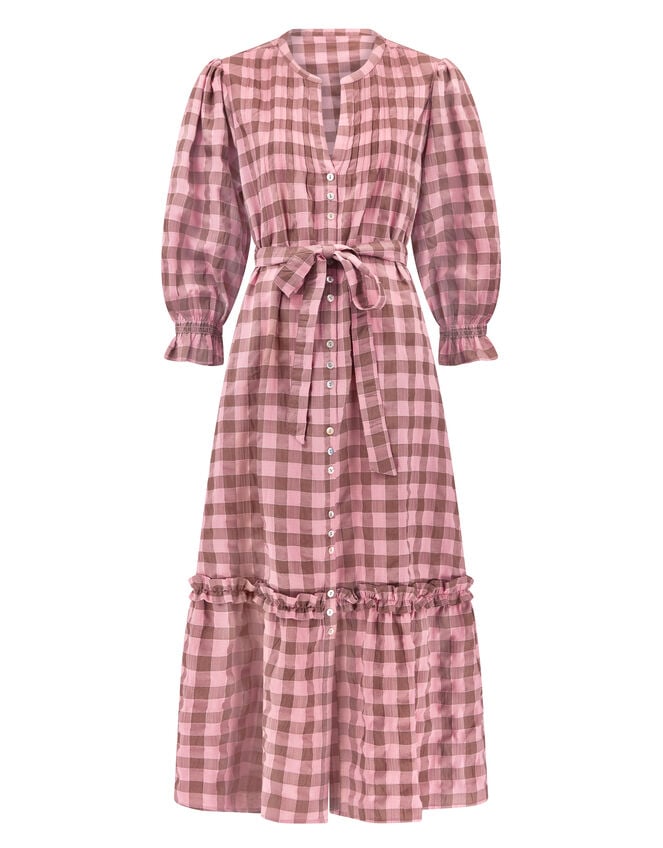 East Alyessia Woven Gingham Midi Dress, Multi (MULTI), large