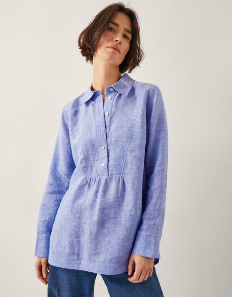 Lola Linen Shirt, Blue (BLUE), large